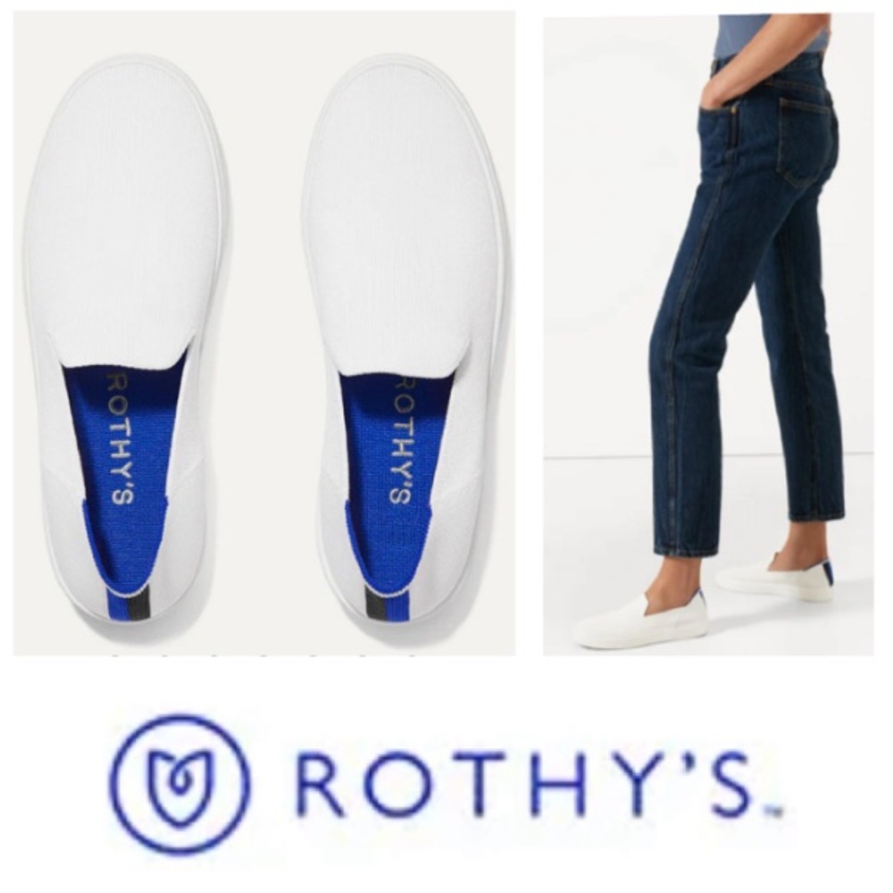Rothy’s The Original Slip On Sneaker in ‘bright white’ (8.5)